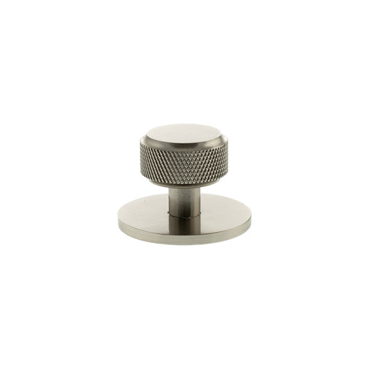 Millhouse Brass Eiffel Knurled Round Cabinet Knob Handle on Backplate