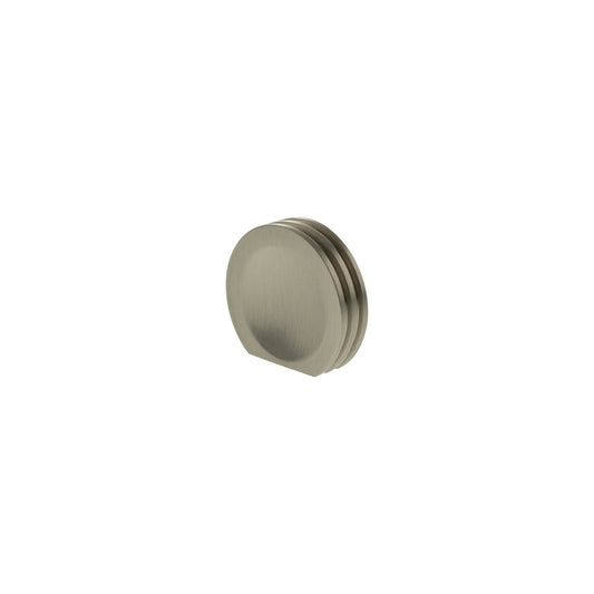 Atlantic Millhouse Brass Battersea Linear Finger Pull Cabinet Knob Handle in brushed brass finish, featuring a round shape with a linear design for easy grip.