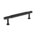 Atlantic Millhouse Brass Battersea Linear T-Bar Cabinet Pull Handle, measuring 128mm in length, features a sleek design with a black finish and ribbed texture for grip, made of durable brass.