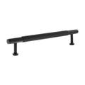Atlantic Millhouse Brass Battersea Linear T-Bar Cabinet Pull Handle in black, measuring 160mm, features a sleek design with ribbed surface for better grip, made from durable materials for cabinet applications.