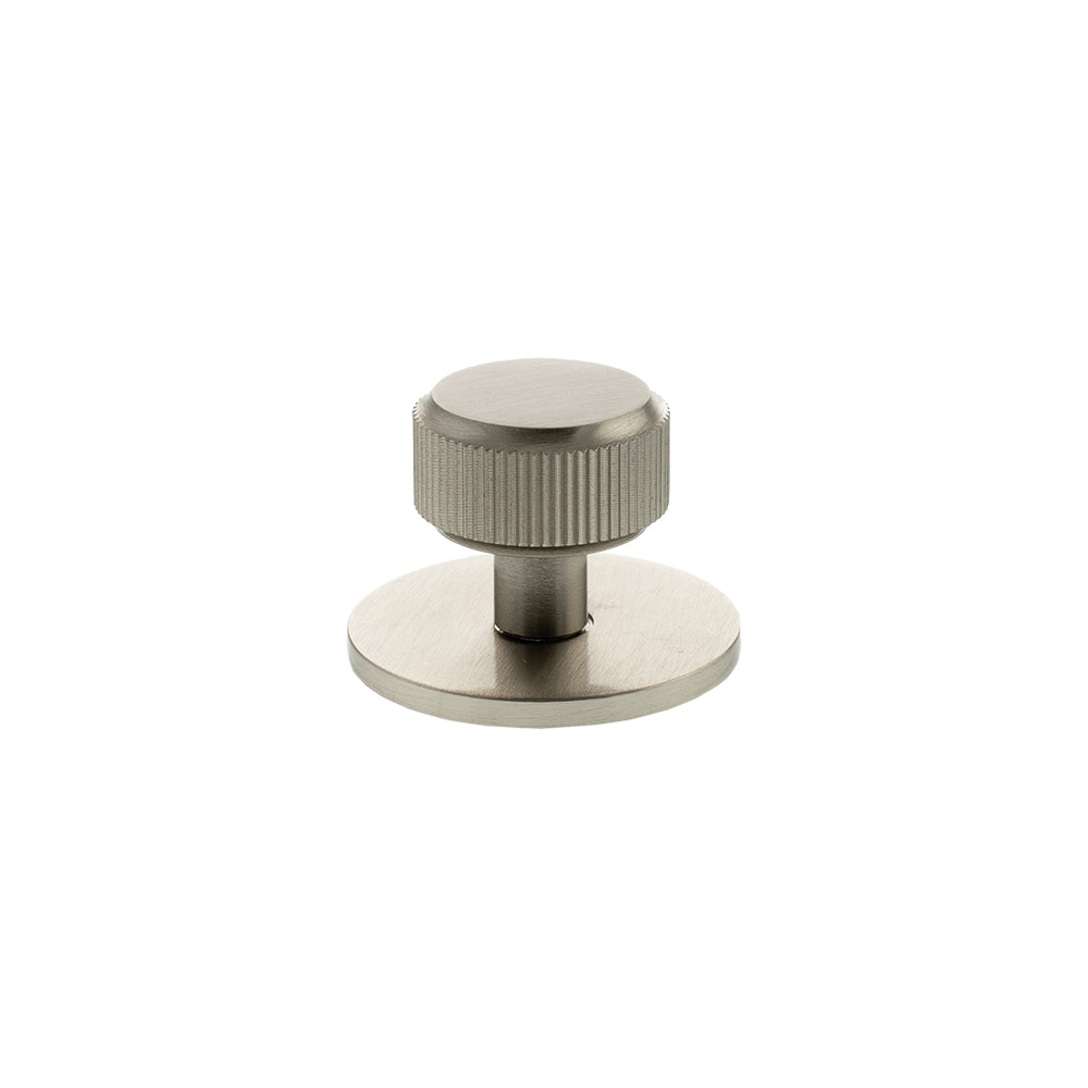 Millhouse Brass Battersea Linear Round Cabinet Knob Handle on Backplate