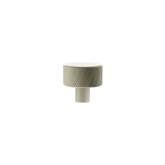 Atlantic Millhouse Brass Paddington Spiral Round Cabinet Knob Handle in brushed brass finish, featuring a textured spiral design and a round top.