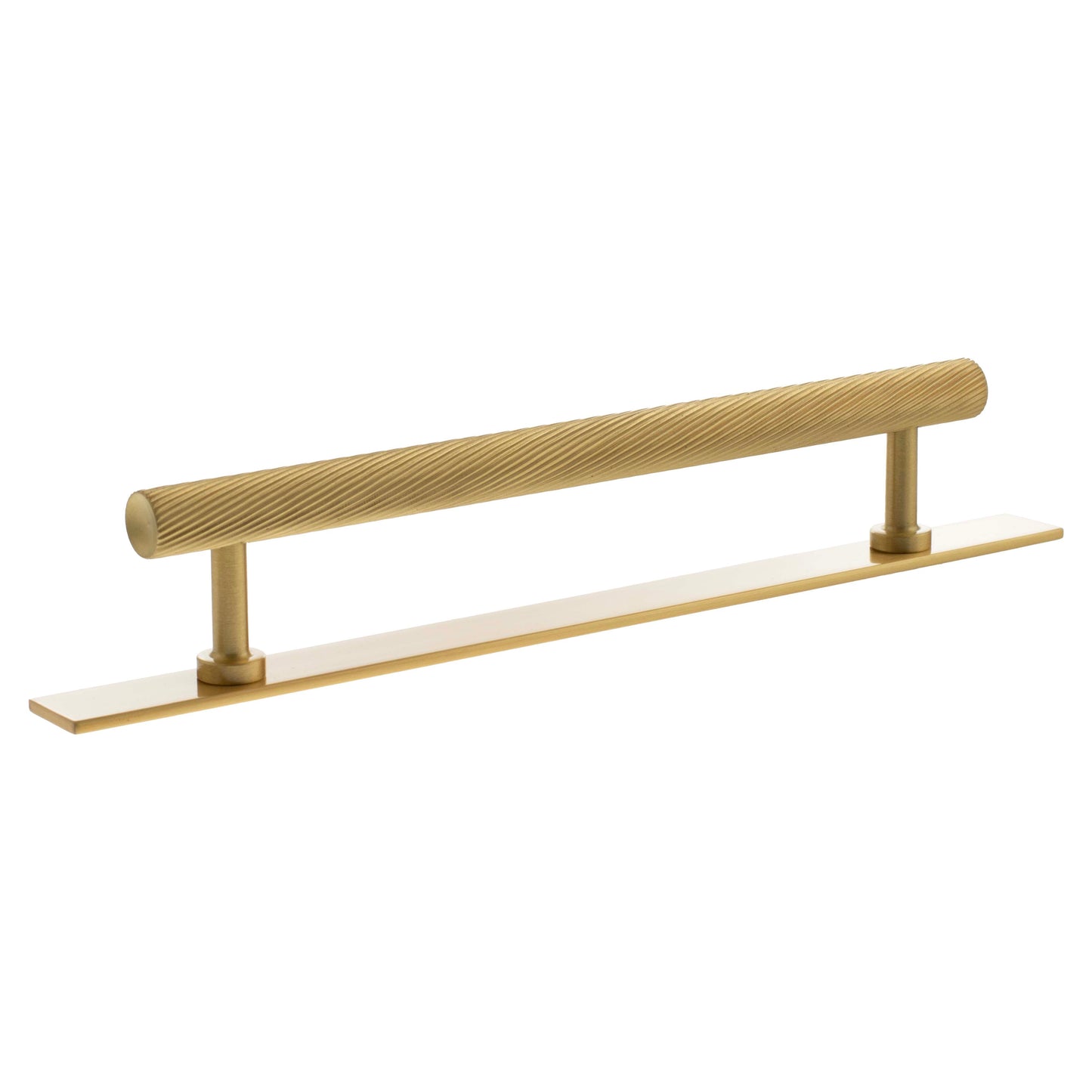 Millhouse Brass Paddington Spiral T-Bar Cabinet Pull Handle on Backplate 160mm