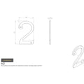 Carlisle Brass Numeral Face Fix (No.2) 76Mm in a sleek design, featuring a stylized number '2' with a height of 75mm and width of 44mm, made from durable materials for exterior or interior use.