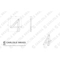 Carlisle Brass Numeral Face Fix (No.4) 76mm in a simple design, featuring a numerical '4' shape rendered in metal, with precise dimensions for mounting.