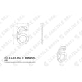 Carlisle Brass Numeral Face Fix (No 6 Or 9) in 76mm size, featuring a classic numeral design with a circular cutout and slight thickness for easy mounting.