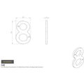 Carlisle Brass Numeral Face Fix (No.8) 76mm in a brushed finish, featuring a figure-eight design with dimensions of 75mm height and 42mm width, made for mounting numeral displays.