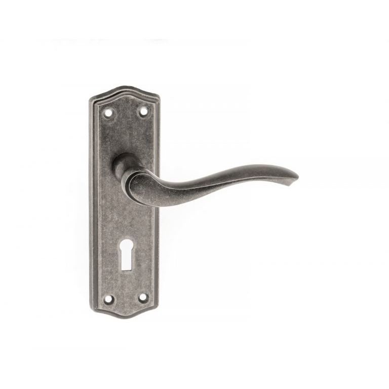 Old English Warwick Key Lever Door Handle on Backplate