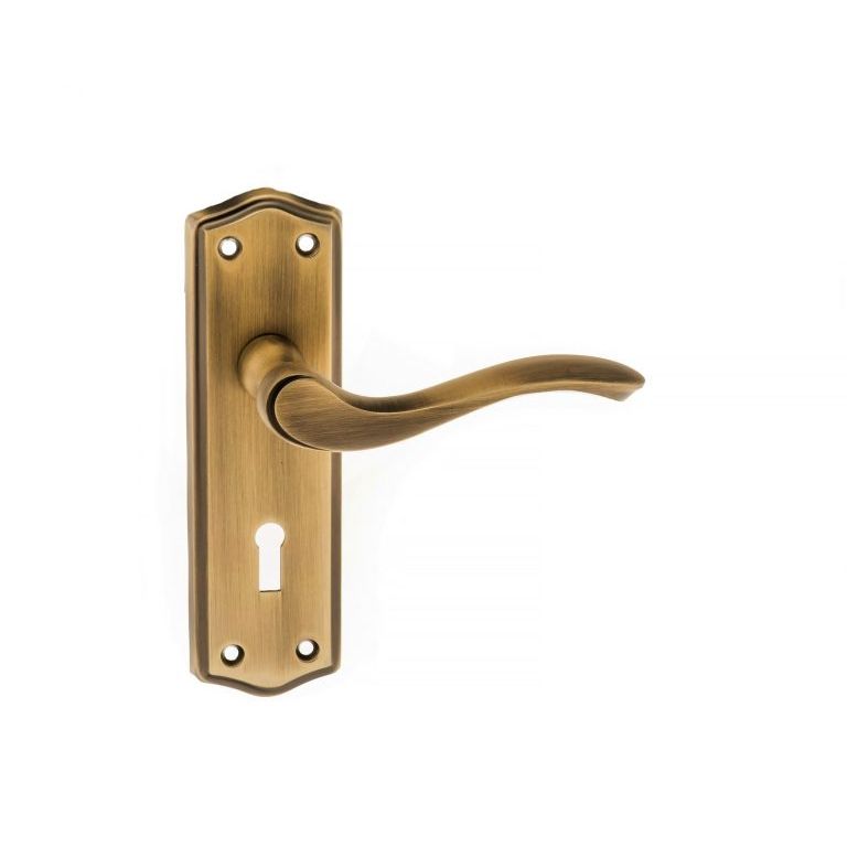 Old English Warwick Key Lever Door Handle on Backplate
