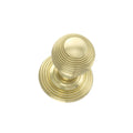 Atlantic Old English Ripon Solid Brass Reeded Mortice Knob on Concealed Fix Rose in polished brass finish, featuring a round reeded design for a classic look.