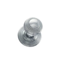 Atlantic Old English Ripon Solid Brass Reeded Mortice Knob on Concealed Fix Rose features a polished brass finish with a reeded design, showcasing a round knob mounted on a circular rose plate.
