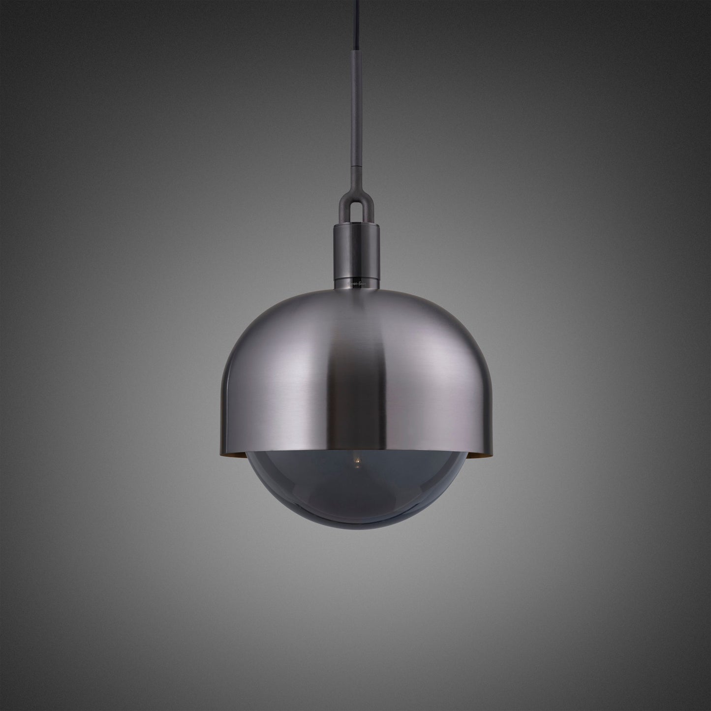 Forked Pendent Smoked Globe and Shade Large