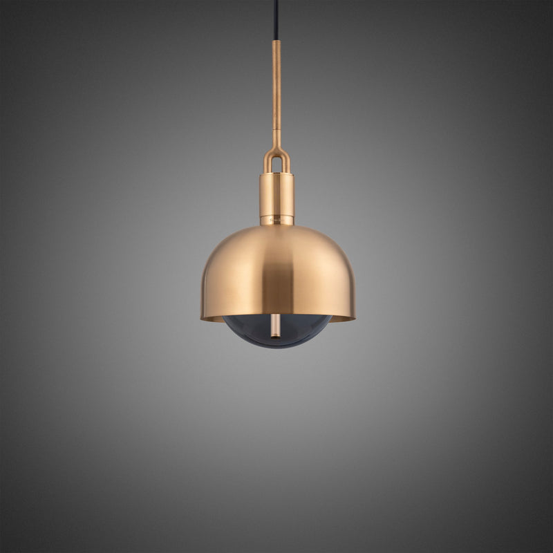 Forked Pendent Smoked Globe and Shade Medium