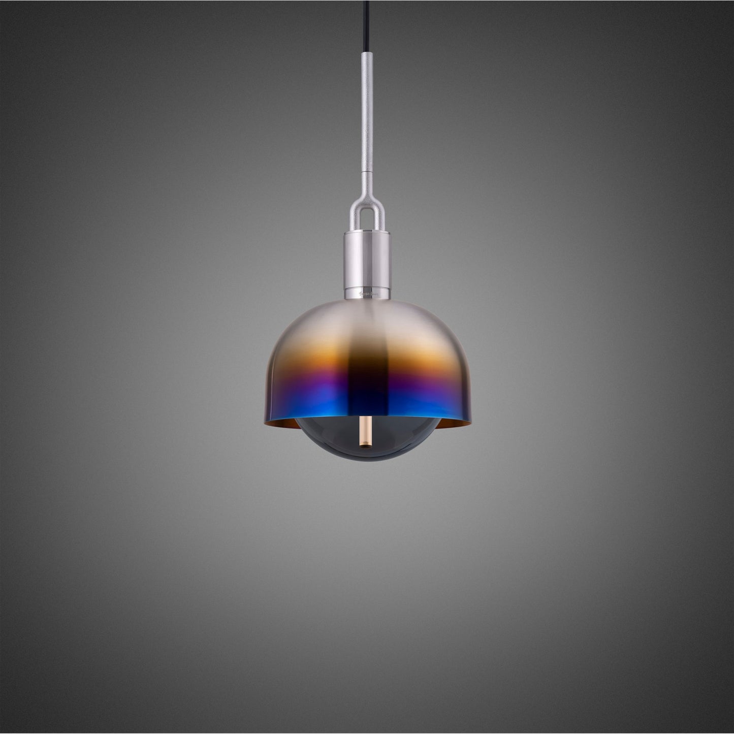 Forked Pendent Smoked Globe and Shade Medium