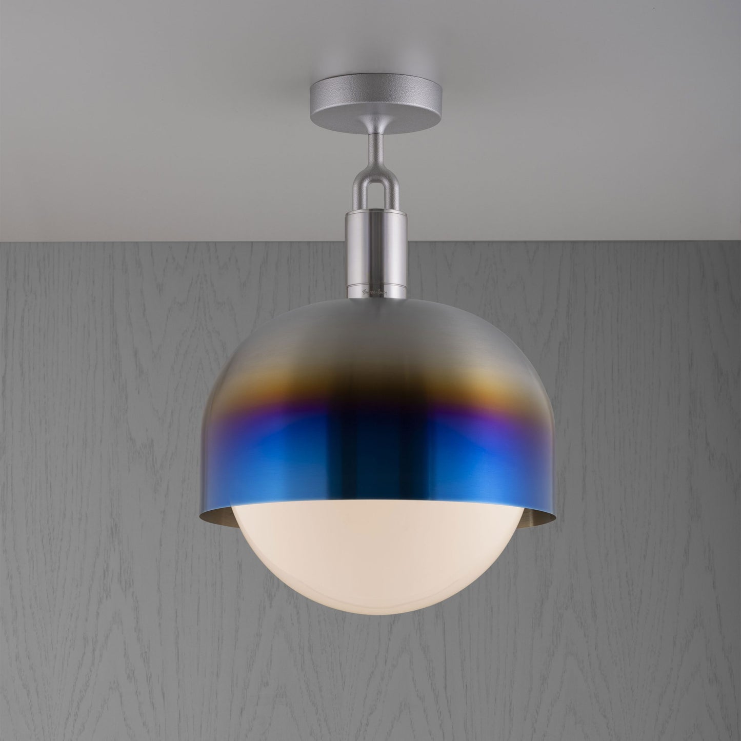 Forked Ceiling Opal Globe and Shade Large