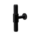 Love Handles UK Cabinet T-Bar in black, featuring a central cylindrical body and two textured grip handles for easy operation, made from durable metal.