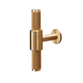 Love Handles UK Cabinet T-Bar in a gold finish, featuring a textured grip and a cylindrical design, suitable for cabinet doors and drawers.