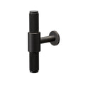 Love Handles uk Cabinet T-Bar in black featuring knurled textured grips and a flat round base, designed for cabinet doors or drawers.