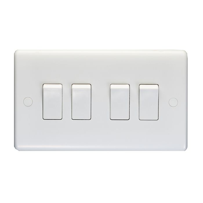 Enhance White Plastic 4 Gang Switch - White