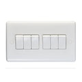 Enhance White Plastic 6 Gang Switch - White