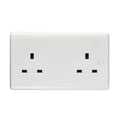Enhance White Plastic 2 Gang Unswitched Socket - White