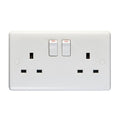 Enhance White Plastic 2 Gang Switched Socket Single Pole - White