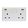 Enhance White Plastic 2 Gang Usb Socket - White