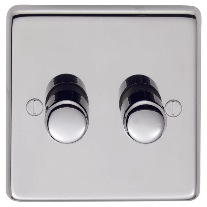 Stainless steel 2 Gang Dimmer - Polished Stainless Steel