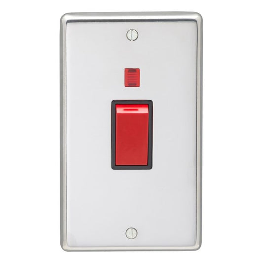 Stainless steel 45Amp Switch With Neon Indicator - Polished Stainless Steel