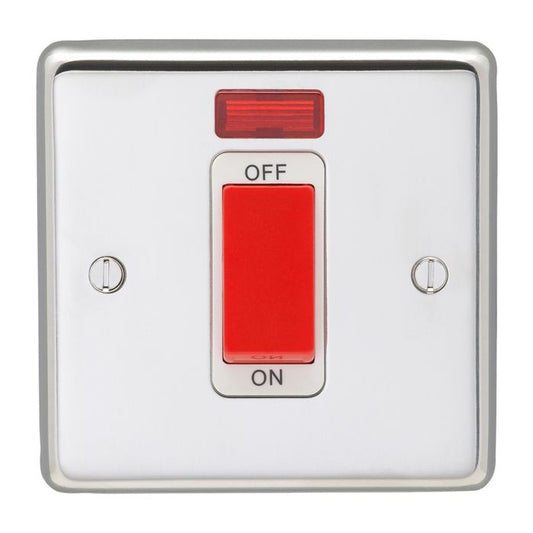 Stainless steel 45Amp Switch With Neon Indicator - Polished Stainless Steel