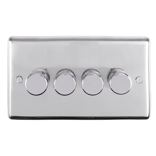 Stainless steel 4 Gang Dimmer - Polished Stainless Steel
