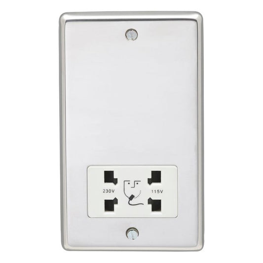Stainless steel Shaver Socket - Polished Stainless Steel