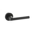 Atlantic STATUS Nebraska Lever Door Handle on Round Rose in a sleek black finish, featuring a cylindrical handle design and a round rose base for a modern look.