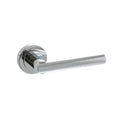 Atlantic STATUS Nebraska Lever Door Handle on Round Rose in polished chrome finish, featuring a round rose and a sleek, straight lever design.