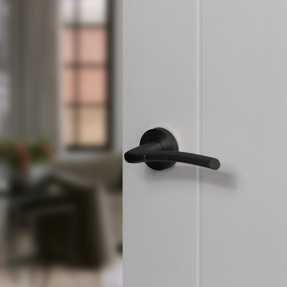 Status Indiana lever on round rose - Matt Black