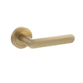 Atlantic Status Carolina Lever Handle on Round Rose — Satin Brass