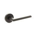 Atlantic STATUS Alabama Lever Door Handle on Round Rose features a sleek, contemporary design with a matte black finish, suitable for modern interiors.