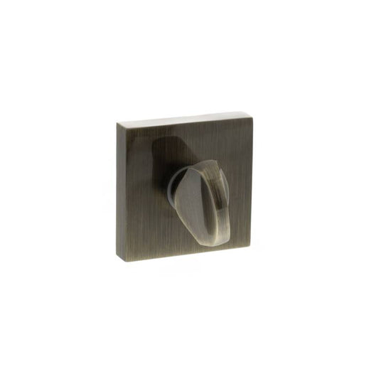 Atlantic STATUS WC Turn and Release on S4 Square Rose in brushed nickel finish, featuring a square rose plate and a simple turn mechanism for privacy.