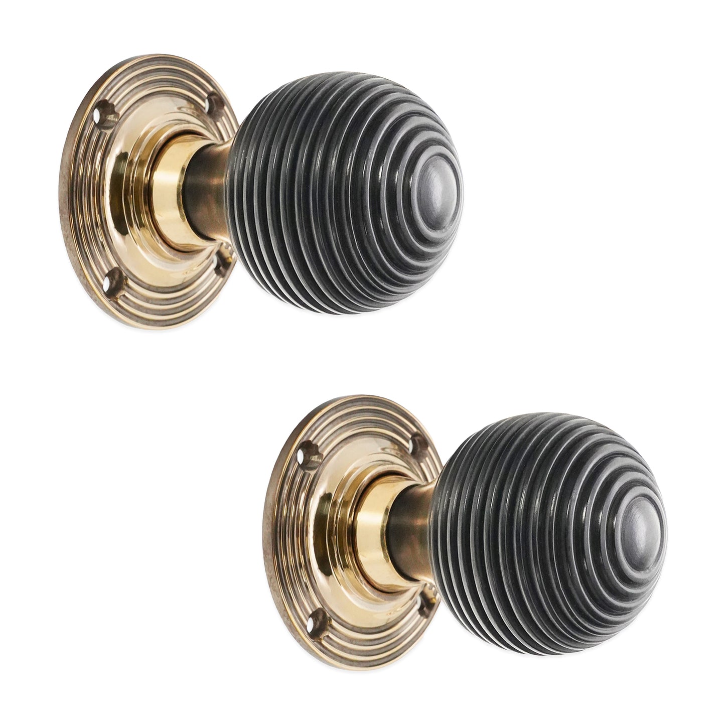 Ebony Beehive Rim/Mortice Door Knob