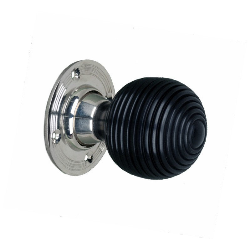 Ebony Beehive Rim/Mortice Door Knob