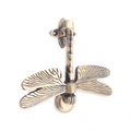 Spira Brass Dragonfly Door Knocker in a tarnished brass finish, featuring detailed wings and body design, mounted with a backplate for attachment.