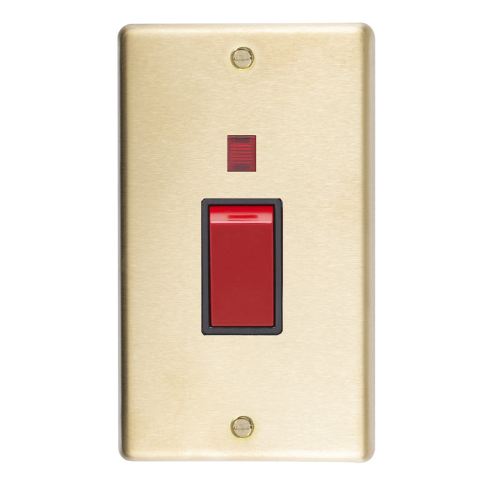 Stainless steel 45Amp Switch With Neon Indicator - Satin Brass