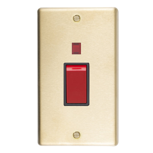 Stainless steel 45Amp Switch With Neon Indicator - Satin Brass