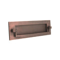 Spira Brass Regency Knocker Postal Plate, 250mm in antique bronze finish, featuring a rectangular design with an integrated handle and two side mounts.