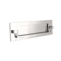 Spira Brass Regency Knocker Postal Plate measuring 250mm, featuring a polished chrome finish with a rectangular shape and a central knocker bar, designed for mounting on doors.