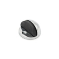 Spira Brass Half Moon Door Stopper featuring a chrome finish with a black rubber cushion, designed to hold doors open securely. The circular base includes a mounting hole for easy installation.
