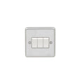 Eurolite Stainless Steel 3 Gang Switch in satin stainless steel finish, featuring three toggle switches on a square plate with visible mounting screws.