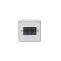 Eurolite Stainless Steel 3 Gang Switch in satin stainless steel featuring three black switches, designed for wall mounting with visible screw holes.