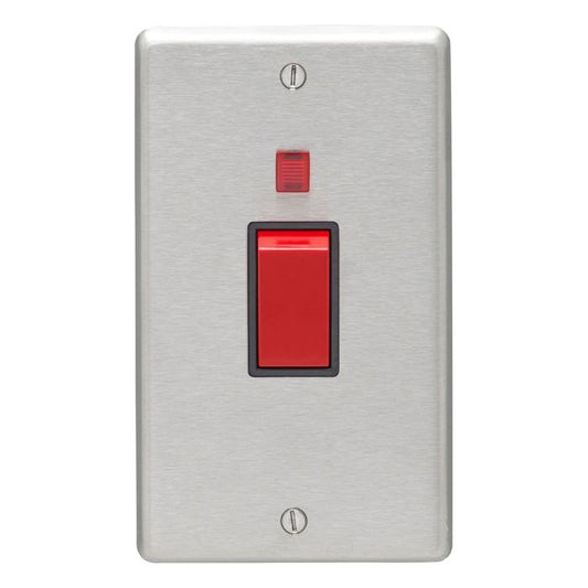 Stainless steel 45Amp Switch With Neon Indicator - Satin Stainless Steel