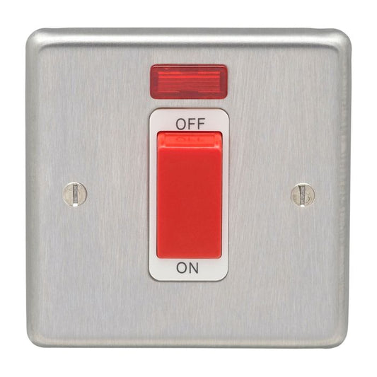 Stainless steel 45Amp Switch With Neon Indicator - Satin Stainless Steel
